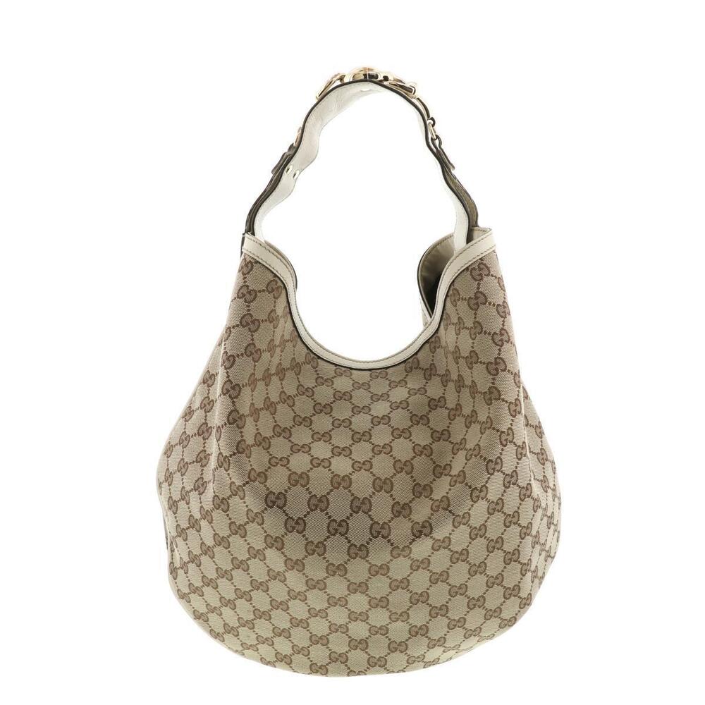 GUCCI GG Canvas Hobo Bag Handbag Beige